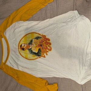 Retro Graphic Long Sleeve Tee - White and Yellow